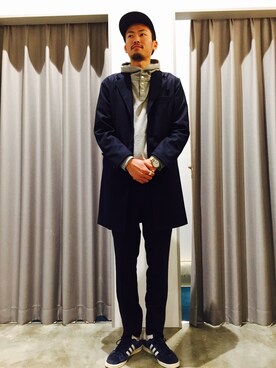 「SEVENDAYS=SUNDAY（セブンデイズサンデイ）のアイテム（モッズコート）」を使った、YAMADADAさん（メンズ・188cm）の秋コーディネート