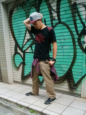 「CLUCT（クラクト）のアイテム（パンツ）」を使った、TOSHIさん（メンズ・163cm）の春コーディネート