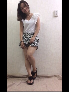 「Black Shorts（その他パンツ、ブラック系）」を使った、Lindsayさん（レディース・151cm）の夏コーディネート