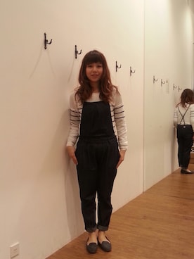 「春物」｜「アイテム（オールインワン・サロペット）」を使った、やっしーさん（レディース・153cm）の春コーディネート