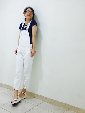 「Hanes」｜「アイテム（オールインワン・サロペット）」を使った、serina  mitsuiさん（レディース・163cm）の春コーディネート