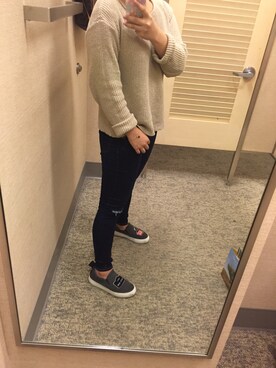 「TOPSHOP（トップショップ）のTopshop Moto 'Jamie' Ripped Skinny Jeans (Navy Blue)（デニムパンツ、ブルー系）」を使った、SSunny^_^amnosさん（レディース・163cm）の秋コーディネート