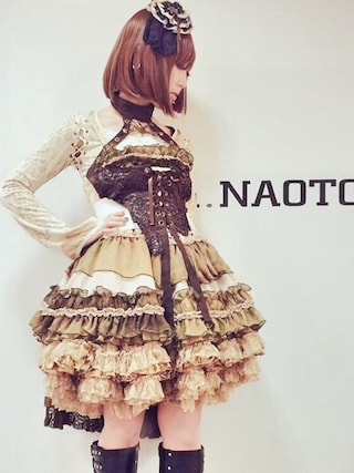 h.NAOTO STEAM フード付　ワンピース h.NAOTO 》 Rose Bird Cage Dress【XL Size】 SKU:CN