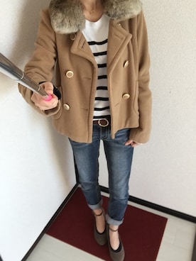 「アベイル」｜「アイテム（ピーコート）」を使った、mame◡̈⃝︎⋆︎*さん（レディース・151cm）の秋コーディネート