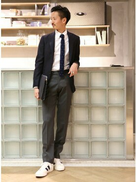 「EDIFICE（エディフィス）のアイテム（フォーマルスーツ/小物）」を使った、EDIFICE TOKYO店スタッフ3さん（メンズ・180cm）の春コーディネート