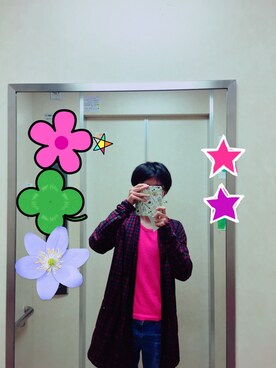 「red」｜「アイテム（その他アウター）」を使った、TAKEさん（メンズ・167cm）の春コーディネート