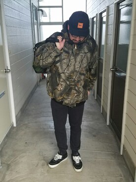「FTC（エフティーシー）のアイテム（キャップ）」を使った、rinosmanさん（メンズ・179cm）の冬コーディネート