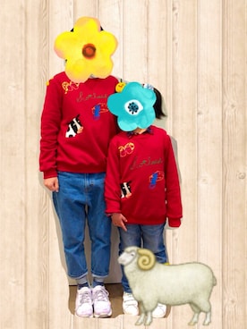 「Ne-net（ネネット）のネルストライプ②（シャツ/ブラウス）」を使った、カフェオレさん（レディース・150cm）の冬コーディネート