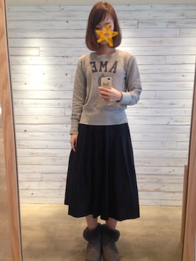 「ニコちゃん」｜「アイテム（スウェット）」を使った、菅千代美(すがちよみ)さん（レディース・170cm）の秋コーディネート