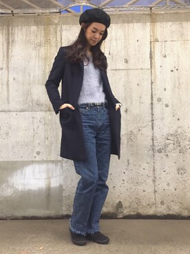 「axes femme（アクシーズファム）のアイテム（ハンチング/ベレー帽）」を使った、菅千代美(すがちよみ)さん（レディース・170cm）の冬コーディネート