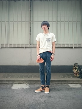 「茶色」｜「アイテム（財布/小物）」を使った、Yugo Yoshidaさん（メンズ・169cm）の夏コーディネート