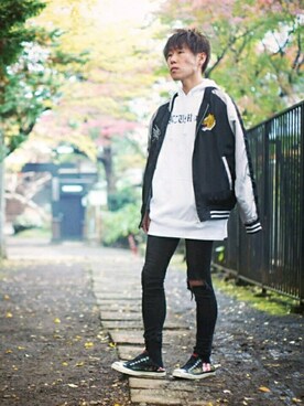 「ジャックパーセル」｜「アイテム（ナイロンジャケット）」を使った、Yugo Yoshidaさん（メンズ・169cm）の秋コーディネート