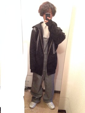 「no brand（ノーブランド）のアイテム（サロペット/オーバーオール）」を使った、ひめのさん（メンズ・160cm）の冬コーディネート