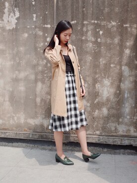 「PAZZO」｜「アイテム（トレンチコート）」を使った、Greeny綠さん（レディース・172cm）の秋コーディネート