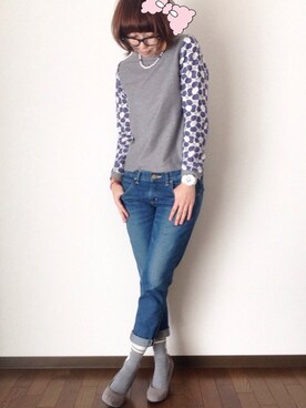 「ユナイテッドアローズ」｜「アイテム（スウェット）」を使った、maccoriさん（レディース・168cm）の秋コーディネート