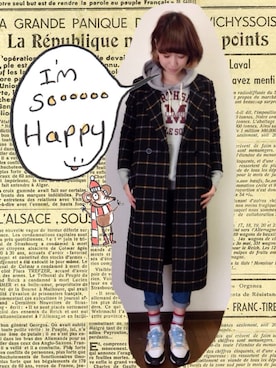 「スナイデル」｜「アイテム（チェスターコート）」を使った、maccoriさん（レディース・168cm）の冬コーディネート