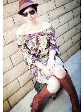 「アイテム（ドレス、ブラウン系）」を使った、rebelista19さん（レディース・160cm）の秋コーディネート