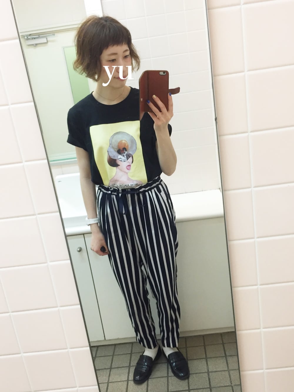 「木村カエラ、kaela、mitai kikitai utaitai LIVE、とんだ林蘭、ストライプパンツ、ZARA」｜「ZARAのアイテム（その他パンツ、ブルー系）」を使った、Y 。さん（レディース・160cm）の夏コーディネートの1枚目の写真