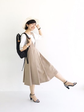 「アイテム（ジャンパースカート）」を使った、tama_hacoさん（レディース・160cm・20代）の夏コーディネート