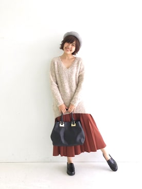 「haco!（ハコ）のカンタン便利なポイントになるベレー帽（ハンチング/ベレー帽）」を使った、tama_hacoさん（レディース・160cm）の秋コーディネート