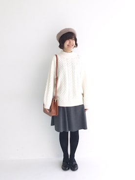 「haco!（ハコ）のカンタン便利なポイントになるベレー帽（ハンチング/ベレー帽）」を使った、tama_hacoさん（レディース・160cm）の秋コーディネート