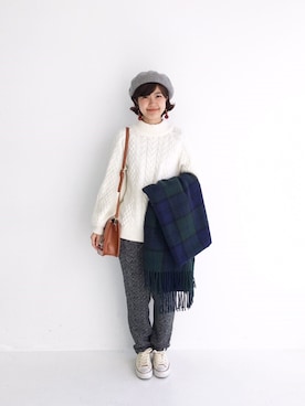 「haco!（ハコ）のカンタン便利なポイントになるベレー帽（ハンチング/ベレー帽）」を使った、tama_hacoさん（レディース・160cm）の冬コーディネート