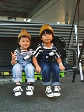 「アイテム（福袋/福箱、レッド系）」を使った、sosunnさん（キッズ・100cm）の秋コーディネート