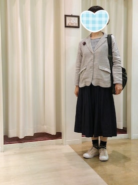 「アイテム（アクセサリー、パープル系）」を使った、うた♪さん（レディース・163cm）の秋コーディネート