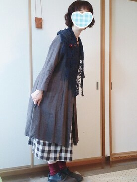 「アイテム（アクセサリー、パープル系）」を使った、うた♪さん（レディース・163cm）の秋コーディネート