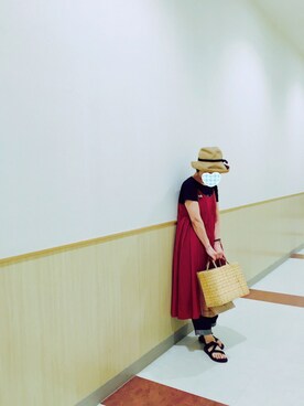 「ワランワヤン（ワランワヤン）のアイテム（かごバッグ）」を使った、うた♪さん（レディース・163cm）の夏コーディネート
