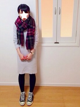「A part by（アパートバイ）のアイテム（マフラー）」を使った、しぃさん（レディース・156cm）の冬コーディネート