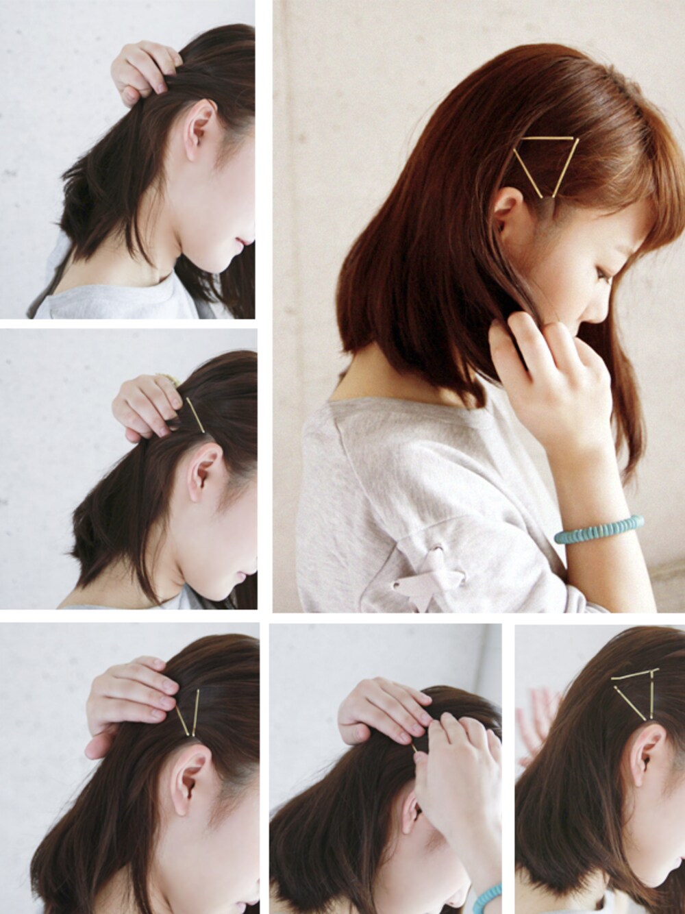 グレー系のTシャツ/カットソー、ゴールド系のその他ヘアアクセサリー、グリーン系のブレスレットを着用したレディースの夏コーディネートの1枚目の写真