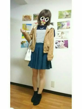 「グリーンスカート」｜「アイテム（ジャケット/アウター）」を使った、aaachan◎*ﾟさん（レディース・154cm）の秋コーディネート