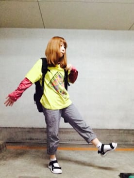 「shuca（シュカ）のアイテム（パンツ）」を使った、たなぴさん（レディース・154cm）の春コーディネート