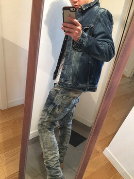 「glamb（グラム）のアイテム（デニムジャケット）」を使った、タリザックさん（メンズ・175cm）の冬コーディネート
