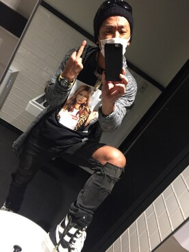 「H&M（エイチ・アンド・エム）のアイテム（デニムパンツ、グレー系）」を使った、xxx_kenさん（メンズ）の春コーディネート