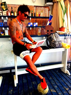 「Supreme （シュプリーム）のアイテム（その他パンツ、ブラック系）」を使った、xxx_kenさん（メンズ）の夏コーディネート