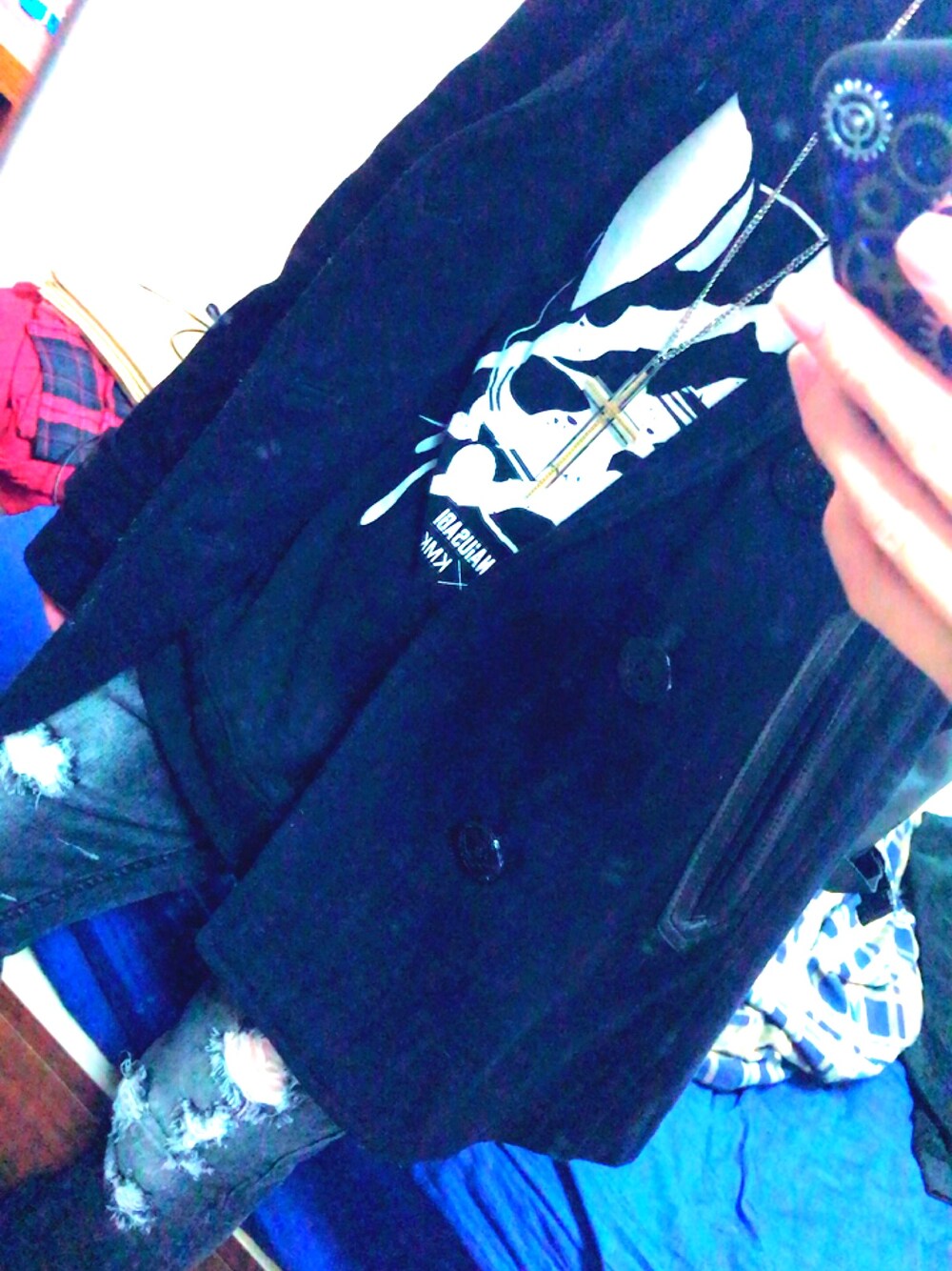 「Pコート、Diesel、＃黒スキニー、オールブラック」｜「DIESELのアイテム（その他アウター、ブラック系）」を使った、Suicide Wolfさん（メンズ・167cm）の冬コーディネートの1枚目の写真