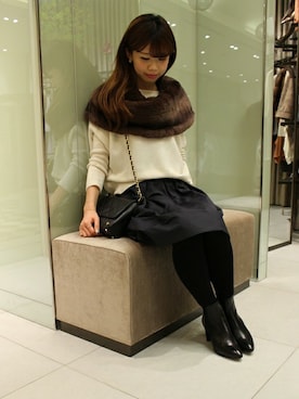 「アイテム（ネックウォーマー/スヌード）」を使った、AYAさん（レディース・160cm）の冬コーディネート