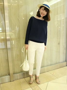 「ネイビー×ホワイト」｜AYAさん（レディース・160cm）の春コーディネート