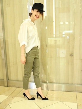 「カーキパンツ」｜AYAさん（レディース・160cm）の夏コーディネート