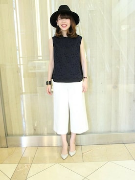 「ネイビー×ホワイト」｜AYAさん（レディース・160cm）の夏コーディネート