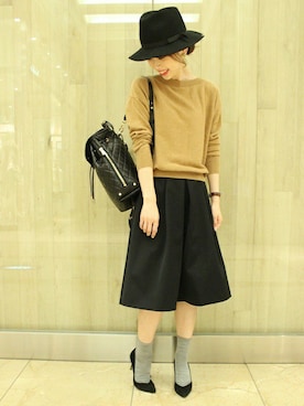 「ボートネック」｜AYAさん（レディース・160cm）の冬コーディネート