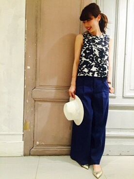 「Noble（ノーブル）の【SENSI STUDIO】 クラシックパナマ◆（ハット）」を使った、AYAさん（レディース・160cm）の春コーディネート