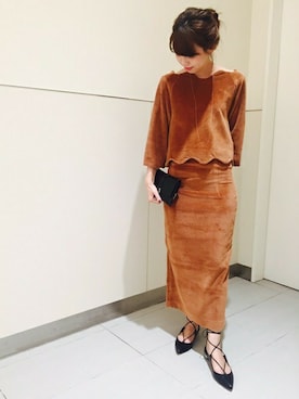 「テラコッタ」｜AYAさん（レディース・160cm）の秋コーディネート