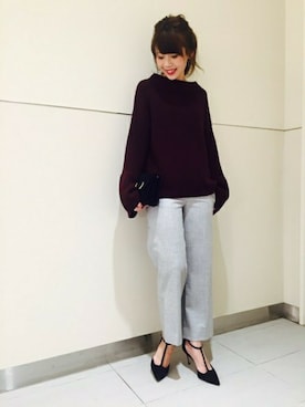 「Tストラップパンプス」｜AYAさん（レディース・160cm）の秋コーディネート