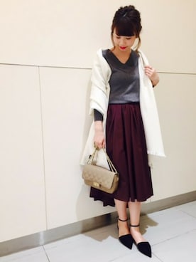 「ボルドー」｜AYAさん（レディース・160cm）の冬コーディネート