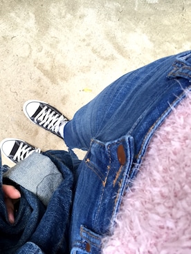 「FOREVER 21（フォーエバー トゥエンティーワン）のアイテム（デニムパンツ、ブルー系）」を使った、しぃさん（レディース・160cm）の冬コーディネート