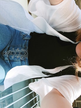 「jouetie（ジュエティ）のアイテム（トップス、ブラック系）」を使った、しぃさん（レディース・160cm）の春コーディネート