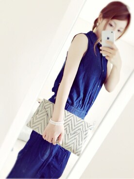 「GLOBAL WORK（グローバルワーク）のアイテム（オールインワン・サロペット）」を使った、Shi ⑅◡̈*さん（レディース・158cm）の夏コーディネート